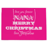 Frohe Weihnachten Nana Classic Script Chic Pink Große Geschenktüte (Vorderseite)