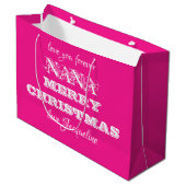 Frohe Weihnachten Nana Classic Script Chic Pink Große Geschenktüte (Vorderseite Schrägansicht)