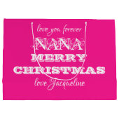 Frohe Weihnachten Nana Classic Script Chic Pink Große Geschenktüte (Rückseite)