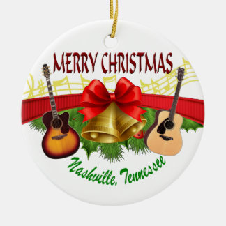 Frohe Weihnachten Nashville Round Ornament