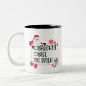 Frohe Weihnachten, Naughty Nice Ich versuchte es Zweifarbige Tasse (Links)