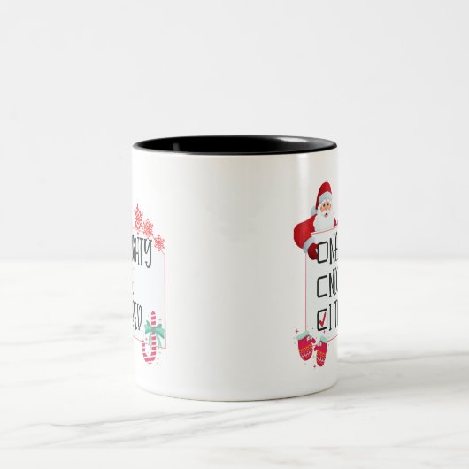 Frohe Weihnachten, Naughty Nice Ich versuchte es Zweifarbige Tasse (Mittel)
