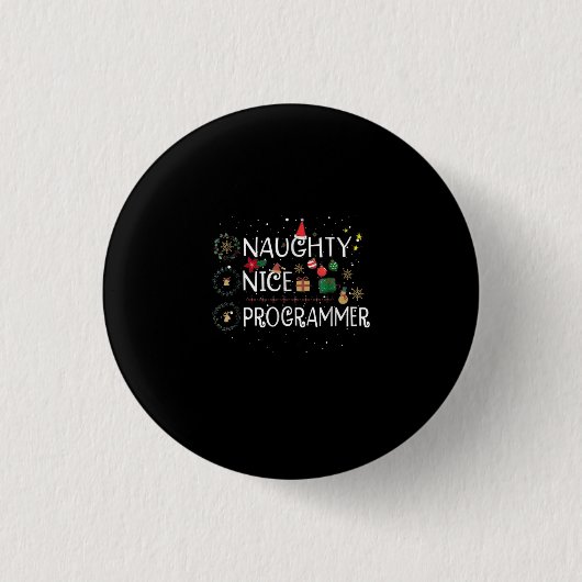 Frohe Weihnachten | Naughty Nice Programmer Button (Vorderseite)