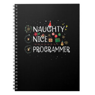 Frohe Weihnachten   Naughty Nice Programmer Notizblock