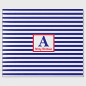 Frohe Weihnachten Nautical Monogram Red Blue White Geschenkpapier (Flach)