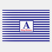 Frohe Weihnachten Nautical Monogram Red Blue White Geschenkpapier Set (Vorderseite)