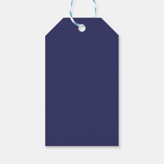 Frohe Weihnachten Navy Blauer Weihnachtsbaum Geschenkanhänger (Rückseite)