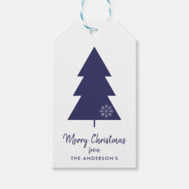 Frohe Weihnachten Navy Blauer Weihnachtsbaum Geschenkanhänger