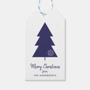 Frohe Weihnachten Navy Blauer Weihnachtsbaum Geschenkanhänger