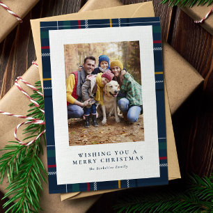 Frohe Weihnachten Navy Karo ein Foto