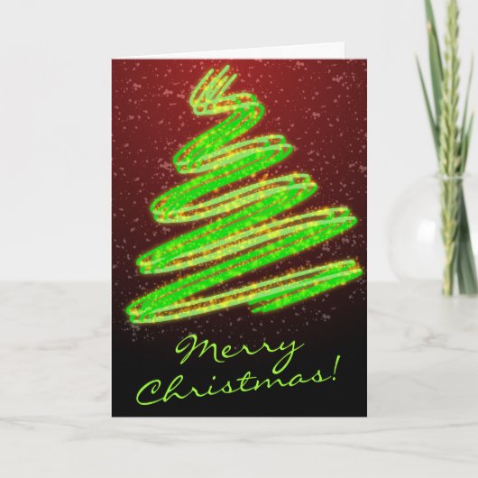Frohe Weihnachten Neon Green Tree mit Schnee (Vorderseite)