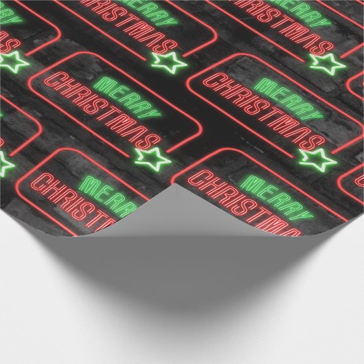 Frohe Weihnachten Neon Sign On Brick Geschenkpapier (Ecke)