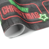 Frohe Weihnachten Neon Sign On Brick Geschenkpapier (Rolleneckpunkt)