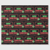 Frohe Weihnachten Neon Sign Schneeflocken Geschenkpapier (Flach)