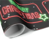 Frohe Weihnachten Neon Sign Schneeflocken Geschenkpapier (Rolleneckpunkt)
