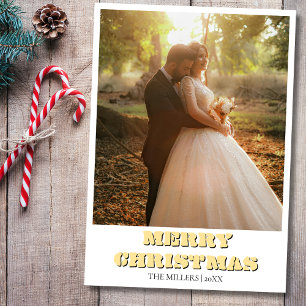 Frohe Weihnachten Neu verheiratetes Foto Soft Gold