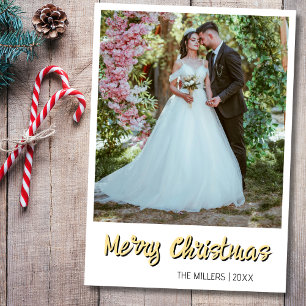 Frohe Weihnachten Neu verheiratetes Foto Soft Gold
