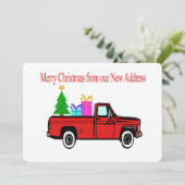 Frohe Weihnachten Neue Adresse Auto und Baum (Stehend Vorderseite)