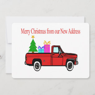 Frohe Weihnachten Neue Adresse Auto und Baum