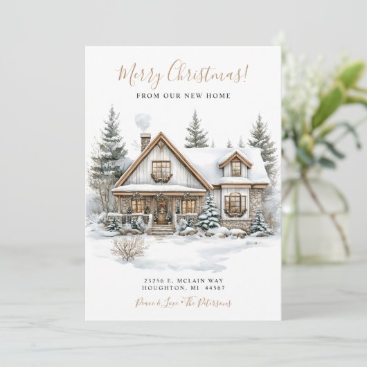 Frohe Weihnachten neue Zuhause Moving Ankündigung (Stehend Vorderseite)