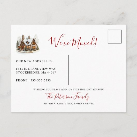 Frohe Weihnachten neue Zuhause Moving Ankündigungspostkarte (Rückseite)