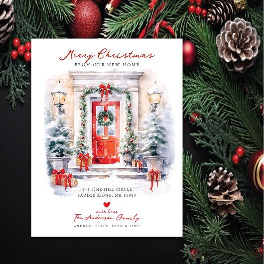 Frohe Weihnachten neue Zuhause Moving Ankündigungspostkarte