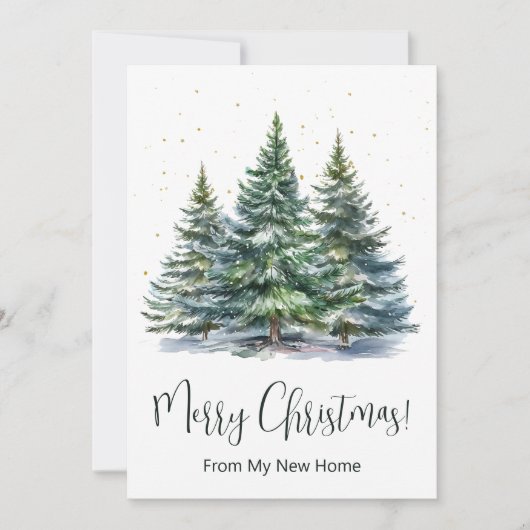 Frohe Weihnachten Neue Zuhause Pine Trees Ankündigung (Vorderseite)