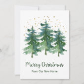 Frohe Weihnachten Neue Zuhause Pine Trees Ankündigung (Vorderseite)