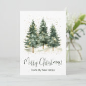 Frohe Weihnachten Neue Zuhause Pine Trees Ankündigung (Stehend Vorderseite)