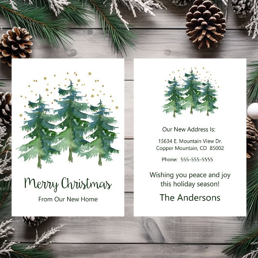 Frohe Weihnachten Neue Zuhause Pine Trees Ankündigung