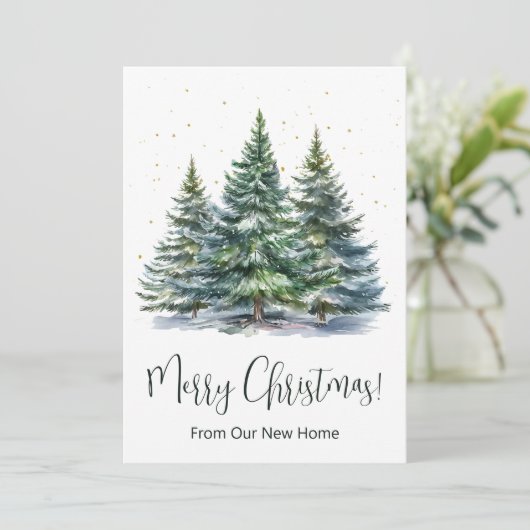 Frohe Weihnachten Neue Zuhause Pine Trees Ankündigung (Stehend Vorderseite)