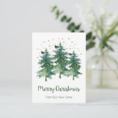 Frohe Weihnachten Neue Zuhause Pine Trees Ankündigungspostkarte (Stehend Vorderseite)