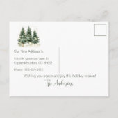 Frohe Weihnachten Neue Zuhause Pine Trees Ankündigungspostkarte (Rückseite)