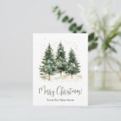 Frohe Weihnachten Neue Zuhause Pine Trees Ankündigungspostkarte (Stehend Vorderseite)