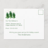 Frohe Weihnachten Neue Zuhause Pine Trees Ankündigungspostkarte (Rückseite)