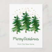Frohe Weihnachten Neue Zuhause Pine Trees Ankündigungspostkarte (Vorderseite)