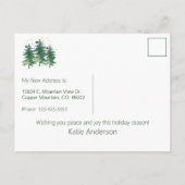 Frohe Weihnachten Neue Zuhause Pine Trees Ankündigungspostkarte (Rückseite)