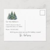 Frohe Weihnachten Neue Zuhause Pine Trees Ankündigungspostkarte (Rückseite)
