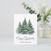 Frohe Weihnachten Neue Zuhause Pine Trees Ankündigungspostkarte (Stehend Vorderseite)