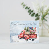 Frohe Weihnachten Neue Zuhause Vintag Red Truck Mo (Stehend Vorderseite)