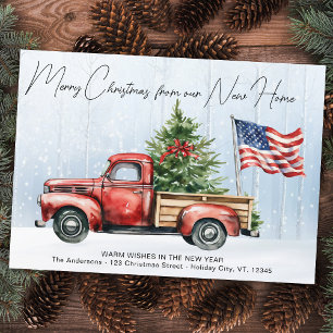 Frohe Weihnachten Neue Zuhause Vintag Red Truck Mo