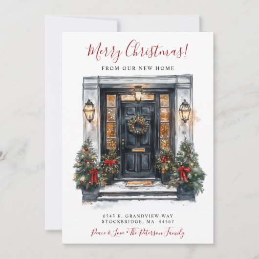 Frohe Weihnachten Neue Zuhause-Vordertür bewegen Ankündigung (Vorderseite)