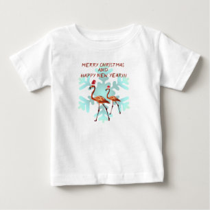 Frohe Weihnachten, neues Jahr Flamingo Baby Shirt