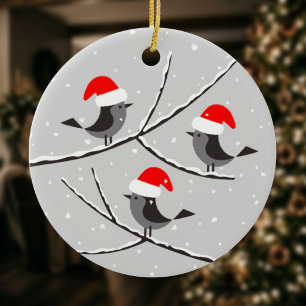 Frohe Weihnachten Neues Jahr Süße Vögel Weihnachts Keramik Ornament