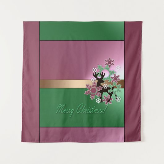 Frohe Weihnachten! , neues Jahr , Weihnachtshirsch Wandteppich (Vorderseite)