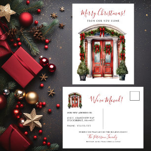 Frohe Weihnachten neues Zuhause Fronttür Umzug Ankündigungspostkarte