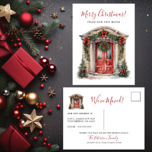 Frohe Weihnachten neues Zuhause Fronttür Umzug Ankündigungspostkarte