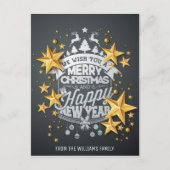 Frohe Weihnachten Neujahr Foto wünscht Gold Stars (Vorderseite)