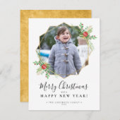 Frohe Weihnachten Neujahr Gold Geometric Foto (Vorne/Hinten)