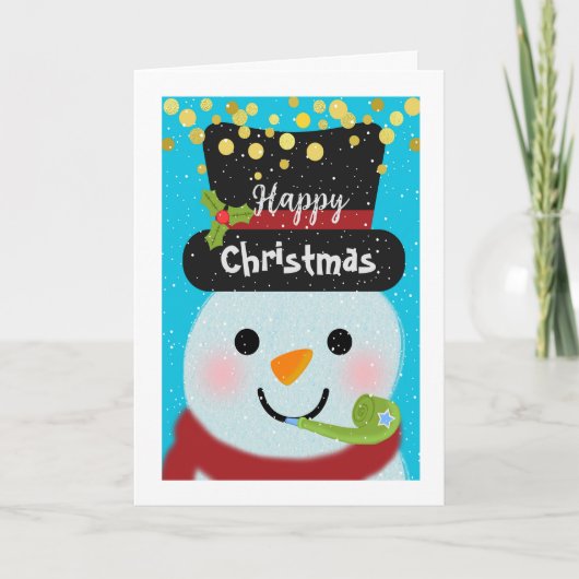 Frohe Weihnachten Neujahr Niedlicher Schneemann Karte (Vorderseite)